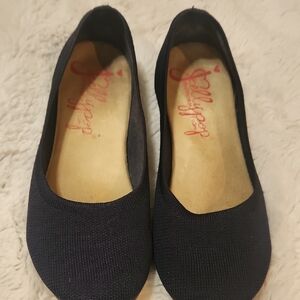 Jelly Pops Women's Navy Stretch Flats with Memory Foam.  Loafers